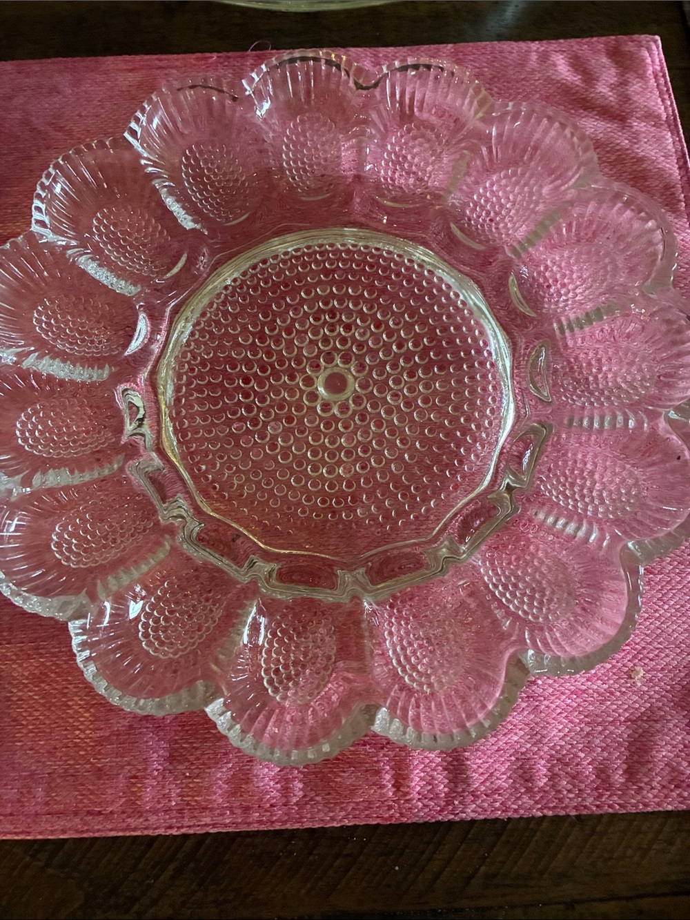 Clear Glass Serving Bowl - Scalloped Edge Design
